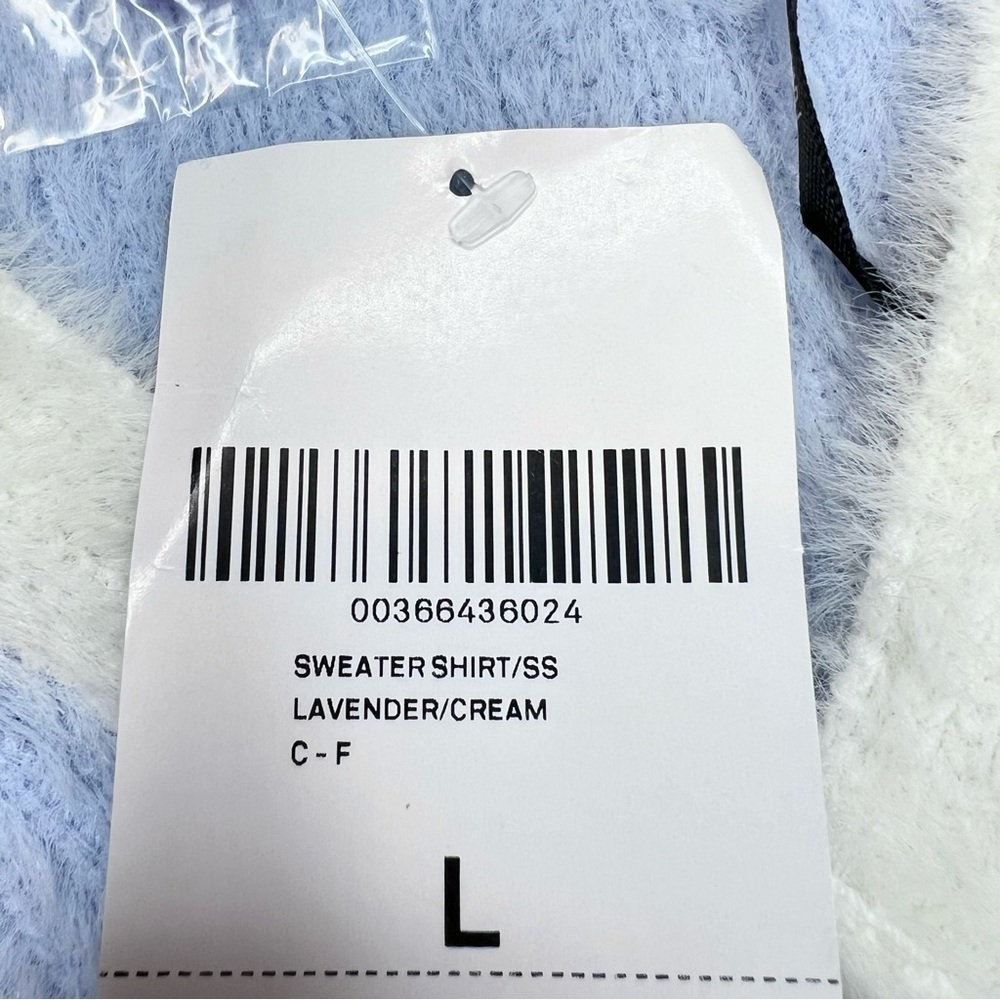 NWT Forever 21 Crop Top Sweater Woman Size Large Lavender/white Pullover Soft - Picture 8 of 9